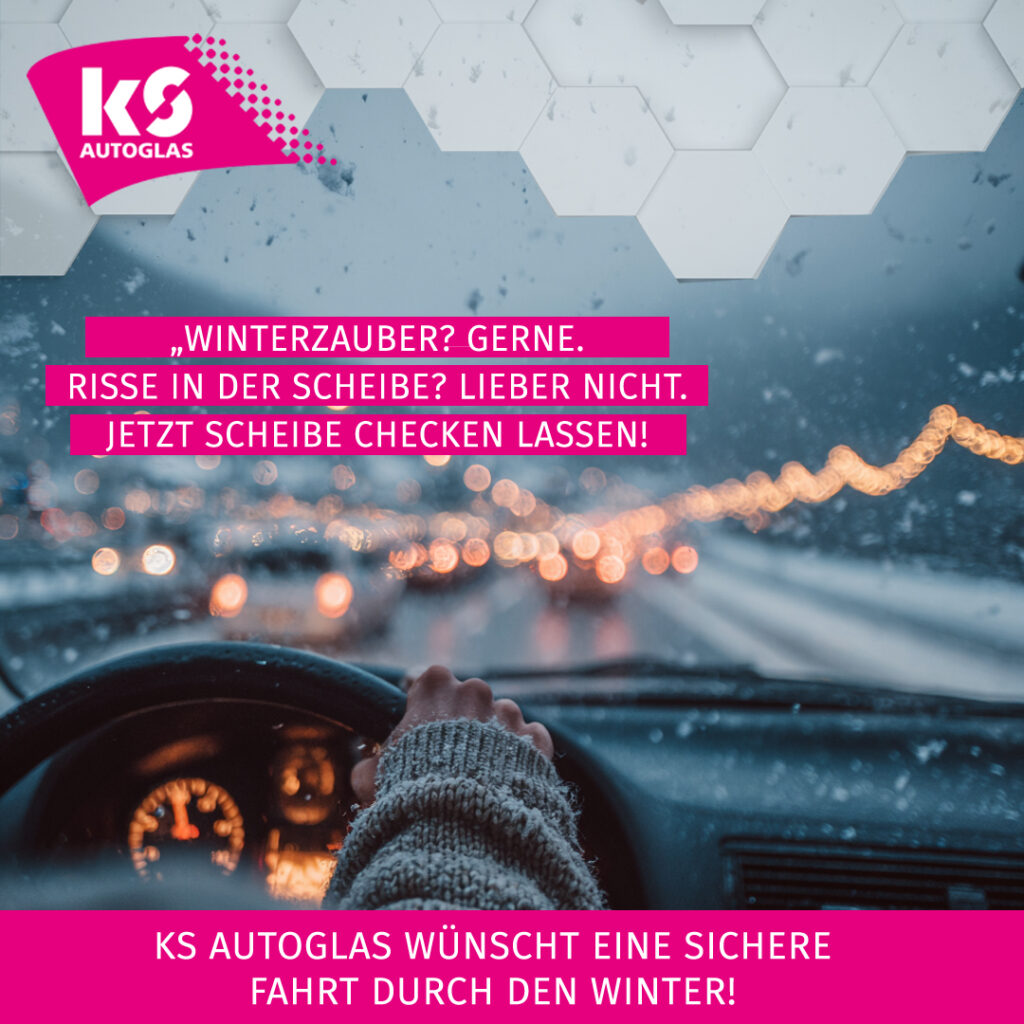Autoscheibe im Winter Autobahn